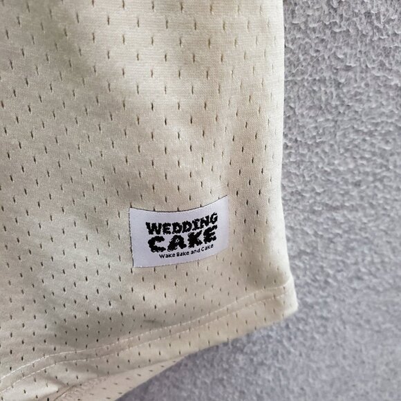 Wedding Cake‎ Men Shirt Large Beige Jersey Streetwear Logo Wake Bake READ - Picture 6 of 10